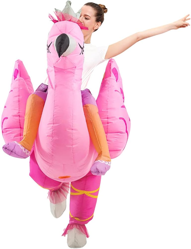 KOOY Inflatable Flamingo Costume,Inflatable Costume For Adult Funny,Halloween Blow Up Costume,Christmas Costume