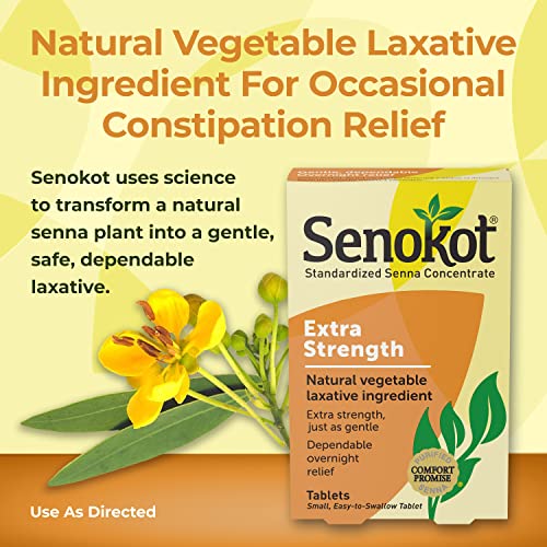 Senokot Extra Strength Natural Vegetable Laxative for Gentle Overnight Relief Occasional Constipation, 36 Count