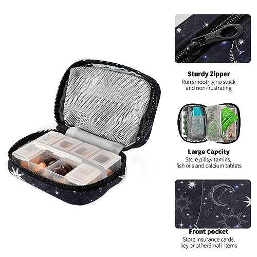 Moon Star Travel Pill Organizer Case Weekly Portable Pill Bag Container 7 Days Pill Box Organizer for Vitamin Fish Oil Travel Family Business