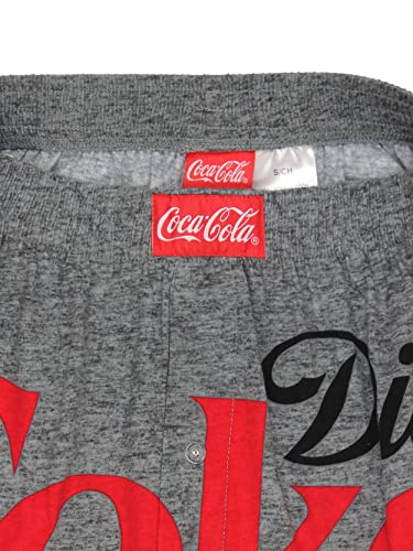 Coca-Cola Diet Coke Logo Mens Novelty Button Fly Boxer Lounge Shorts (Small, Gray)