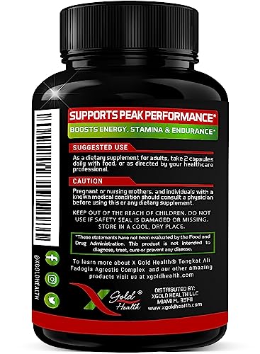 Tongkat Ali, Fadogia Agrestis, L-Arginine, L-Citrulline & Horny Goat Weed Supplement: 1300mg Ultra Concentrated Complex for Boosted Energy & Stamina - Herbal Performance Supplements - 120 Capsules