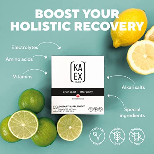 KA EX 3X 1oz(30g) Holistic Recharging Dietary Supplement, Science-Based Recovery and Hydration, Swiss Drinking Powder with Amino Acids, Electrolytes, and Multi-Vitamins, 3 Servings