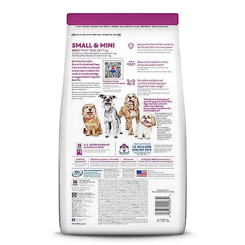 Hill's Science Diet Dry Dog Food, Adult 7+ for Senior Dogs, Small Paws for Small Breeds, Chicken Meal, Barley & Brown Rice Recipe, 4.5 lb. Bag