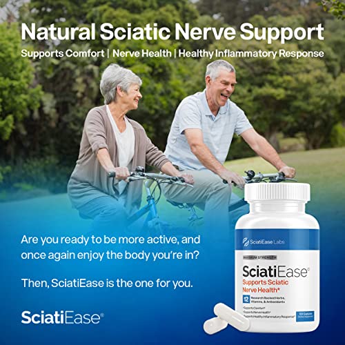 SciatiEase Sciatic Nerve Health Support - Sciatic Nerve Supplement with AlphaPalm, Pea, Vitamin B Complex, Alpha Lipoic Acid 300mg - 120 Capsules - Nerve Support Formula