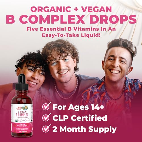 MaryRuth Organics Vitamin B Complex | B Complex Vitamins | 2 Month Supply | Biotin | Vitamin B12 | Niacin | Folate | Energy Support Supplement | Vegan | USDA Organic | Non-GMO | Gluten Free | 1 Fl Oz