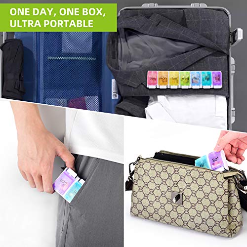 LEMBOL Detachable Pill Organizer,Weekly Pill Box 1 Time a Day,Large Daily Pill Case for Pills/Vitamin/Fish Oil/Supplements(Rainbow)