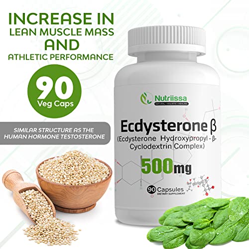 Nutriissa Ecdysterone - Natural Anabolic Dietary Supplement – Clinically Tested Muscle Accelerator Blend w/ 1000mg of Ecdysterone - Promotes Strength, Endurance + Muscle Growth - 90 Veg Caps