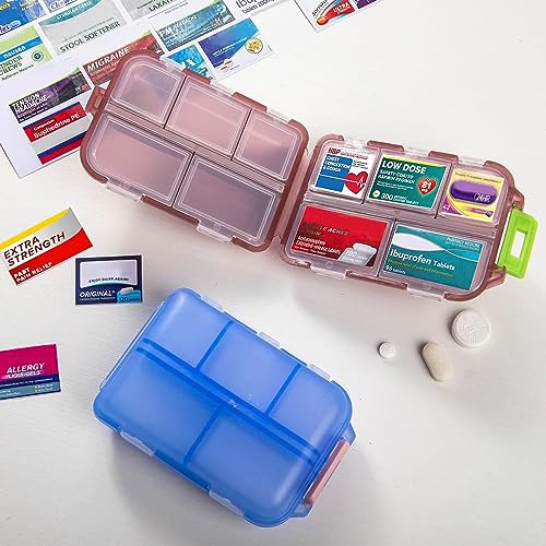 Pocket Pharmacy Travel Pill Case with Optional Medicine Stickers Labels Pill Box Pill Organizer with Pharmacy Stickers Pill Container with Pill Stickers Medication Labels(Pink)