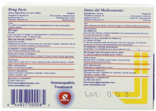 Nartex Simplex Homeopathic Sedative Tablets, 60 Count