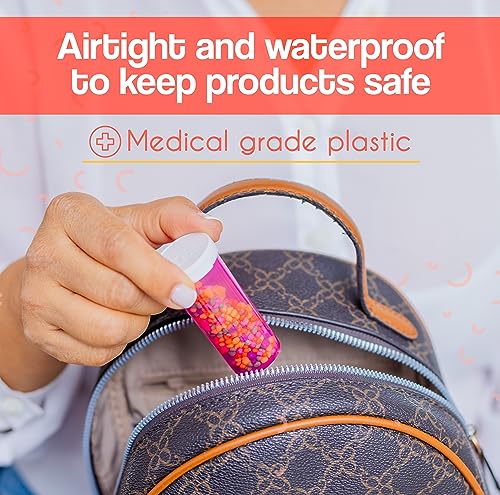 Top Class Ventures Pink Empty Pill Bottles with Caps – 30 Pack - Plastic Prescription Medicine Bottles – 8 Dram - Small Travel Size, Medication Organizer, Nurse Graduation Party Favors