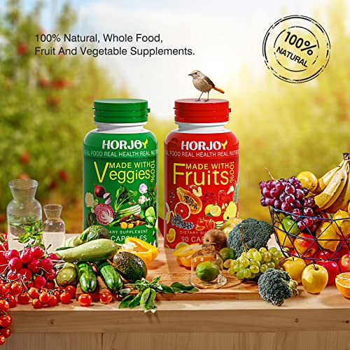 Horjoy Nature Fruits and Veggies/Vitamins Supplements Dietary Nutritional Balance 90 Fruit and 90 Veggie Capsules-4pack