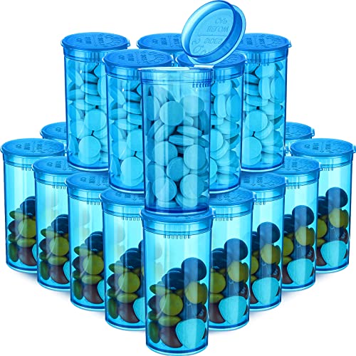 Rtteri 120Pcs Empty Pill Bottles with Caps 19Dram Blue Plastic Medicine Bottles Container Prescription Medication Vials Clear Containers Safety Cover Pill Cases Organizer Pharmacy