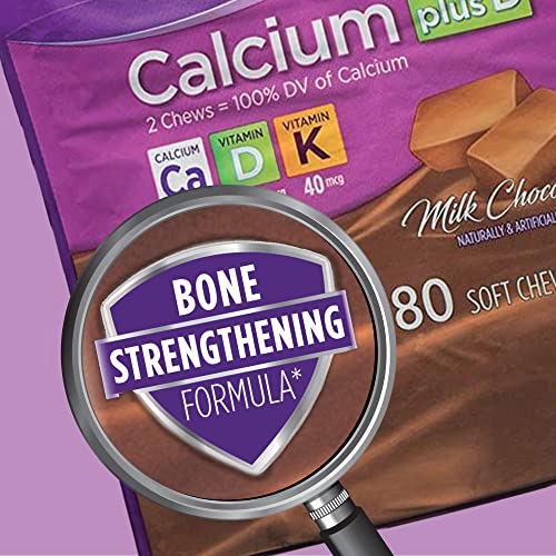 Viactiv Calcium Plus Vitamin D Supplement Soft Chews, Brown, Milk Chocolate, 180 Count