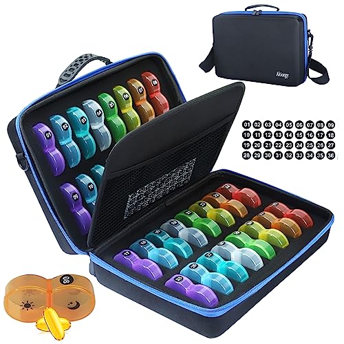 Monthly Pill Organizer Box 2 Times a Day, Monthly Pill Box AM PM with 32 Daily Pocket Case, Traval Pill Box with Portable Hard Case, Extra Large Medicine Box Holds Vitamin, Cod Liver Oil & Supplement