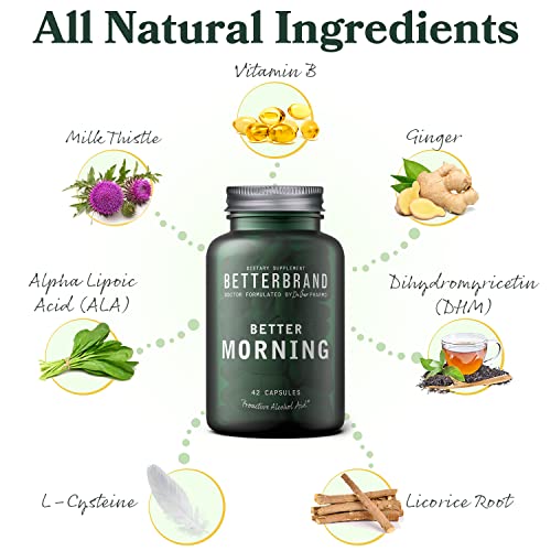 Betterbrand BetterMorning All-Natural Ingredients Including DHM - Supports Liver Aid - Gluten-Free, Vegetarian (42 Capsules)