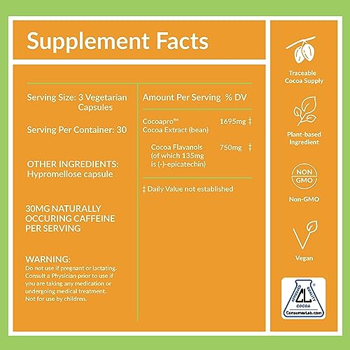 CocoaVia Memory+ Brain Supplement, 90 Day, 750 mg Cocoa Flavanols, Memory & Brain Booster, Vegan, Plant Based, Gluten Free, 270 Capsules