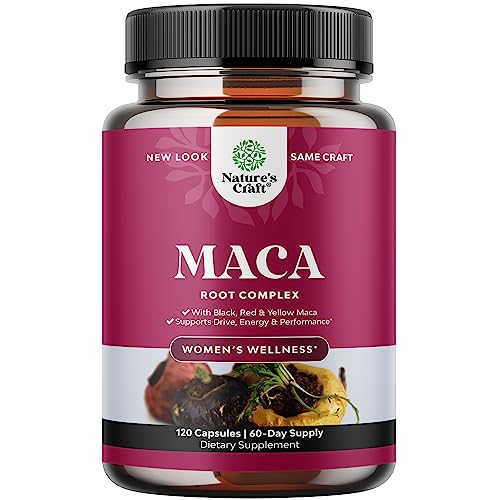 Maca Root Capsules for Women - Herbal Hormone Balance for Women with Female Enhancing Blend of Red Yellow & Black Maca Root - Invigorating Drive Mood Energy & Fertility Supplement for Women