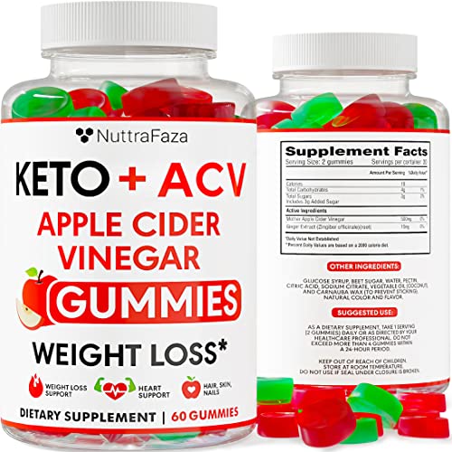 Keto ACV Gummies Advanced Weight Loss - Keto Gummies - ACV Keto Gummies for Weight Loss - Slimming Gummies - Raspberry Keto Pills - Detox & Cleanse Supplement for Women and Men - Made in USA