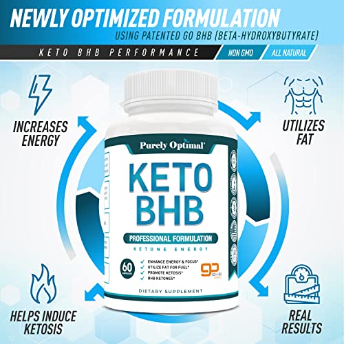 Purely Optimal Premium Keto Diet Pills Utilize Fat for Energy with Ketosis - Boost Energy & Focus, Manage Cravings, Support Metabolism - Keto Bhb Supplement for Women & Men - 30 Days Supply