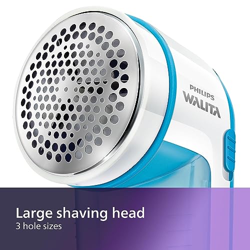 Philips Fabric Shaver, Removes Fabric Pills, Suitable for All Garments, Large Blade Surface, Cleaning Brush, Includes Batteries, Blue (GC026/00)