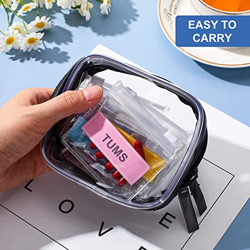 Pill Pouches Reusable Clear Zippered Pill Bag, Transparent PVC Toiletry Carry Pouch, 180 Pcs Waterproof Labels Stickers Travel Organizer Storage with Slide Lock for Pills Small Items (26 Pcs)