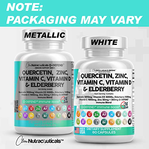 Quercetin 1000mg Zinc 50mg Vitamin C 1000mg Vitamin D 5000 IU Bromelain Elderberry - Lung Immune Defense Support Supplement Adults with Artemisinin, Sea Moss, Echinacea, Garlic Immunity Allergy Relief