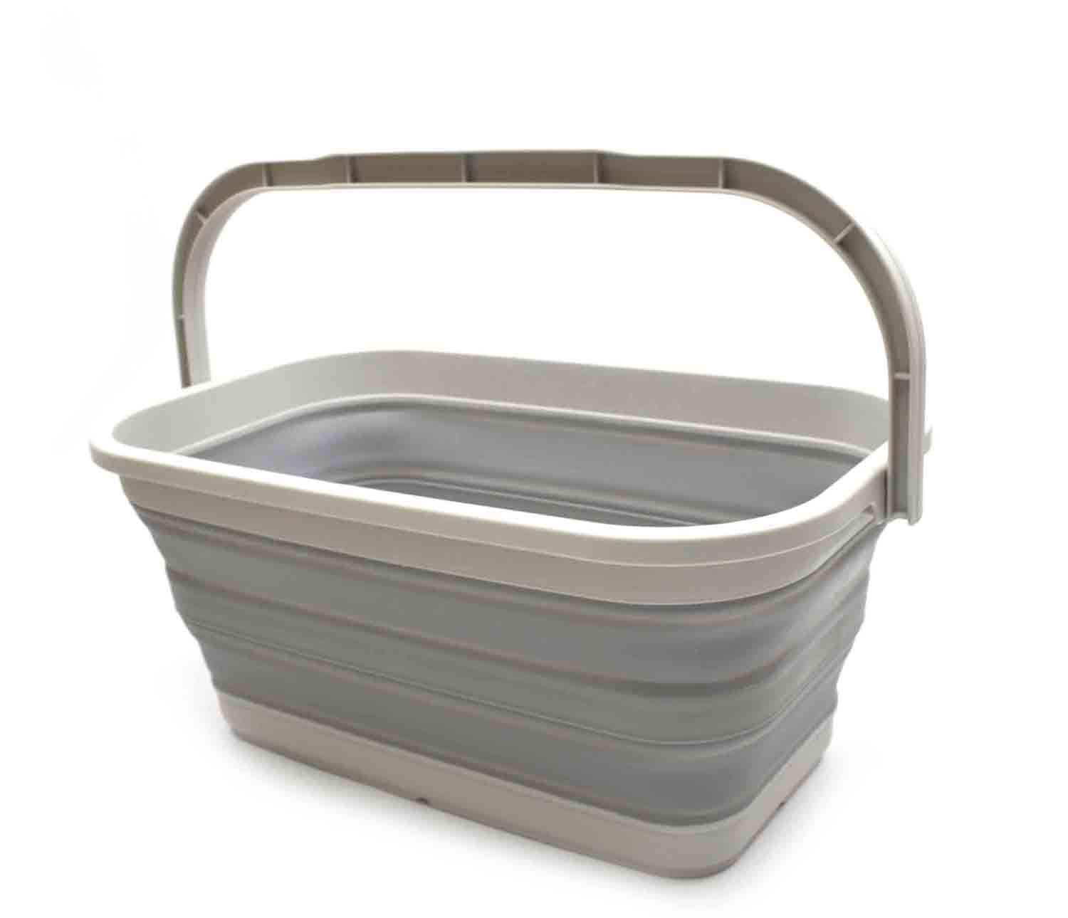 SAMMART 11.6L (3.06 Gallon) Collapsible Rectangular Handy Basket/Bucket (Grey, 1)