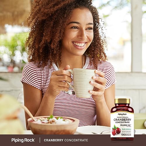 Piping Rock Cranberry Pills for Women 30,000 mg | 150 Capsules | Plus Vitamin C | Triple Strength Concentrate Extract | Non-GMO, Gluten Free Supplement