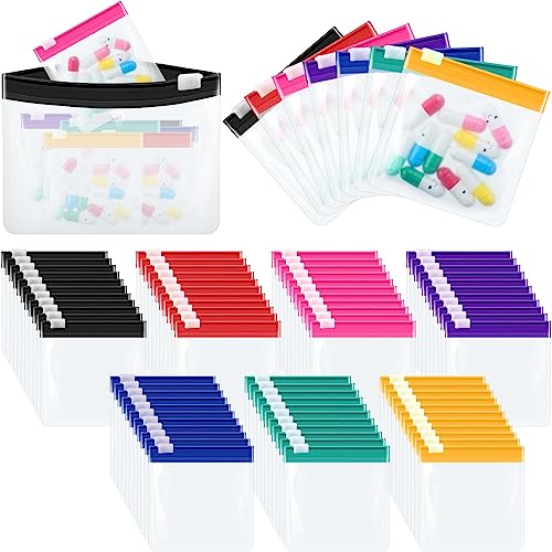 Sherr 120 Pcs Zippered Pill Pouch Bags Pill Pouch Set Reusable Pill Baggies Clear Plastic Pill Bags Self Sealing Travel Medicine Organizer Travel Storage Pouches with Slide Lock for Small Items