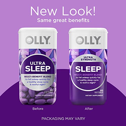 OLLY Ultra Strength Sleep Softgels, 10mg Melatonin, L-Theanine, Chamomile, Magnesium, Lemon Balm, Supports Deep Restful Sleep, Nighttime Sleep Aid, Non Habit-Forming - 60 Count