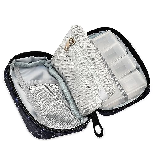 Moon Star Travel Pill Organizer Case Weekly Portable Pill Bag Container 7 Days Pill Box Organizer for Vitamin Fish Oil Travel Family Business