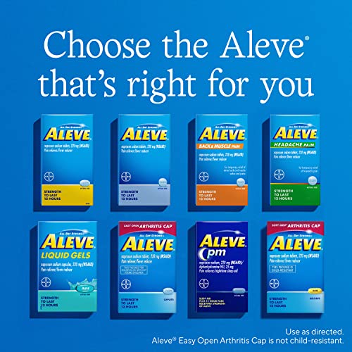 Aleve Arthritis Gelcap, Fast Acting All Day Pain Relief for Headaches, Muscle Aches, and Fever Reduction, Naproxen Sodium, 220 mg, Yellow, 160 Count