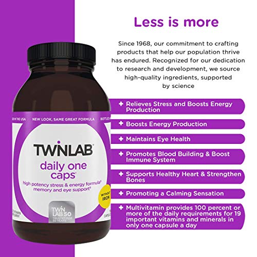 Twinlab Daily One Caps Without Iron - Nutritional Supplement with Zinc, B Vitamins, Magnesium, and More - 180 Capsules