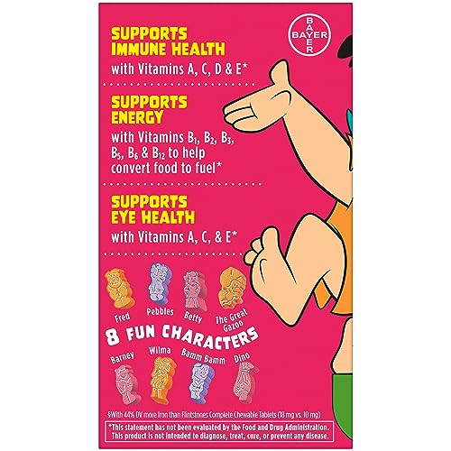 Flintstones Vitamins Chewable Kids Multivitamin with + Extra Iron, Toddler & Kid Vitamins with Vitamin C, D, Vitamin B12 & Iron for Kids, 90 Count