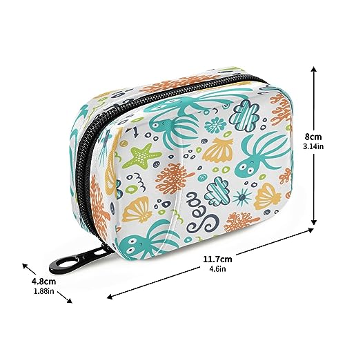 Kigai Ocean Animals Pill Case, Portable Weekly Daily Pill Case Bag Organizer with Zipper for Vitamins Medicine Supplements Travel Family Business