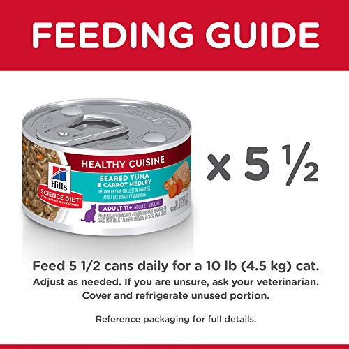 Hill's Science Diet Wet Cat Food, Adult 11+ for Senior Cats, Healthy Cuisine, Seared Tuna & Carrot Recipe, 2.8 oz. Cans, 24-Pack