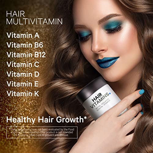 Codeage Hair Vitamins 10000 mcg Biotin, Keratin, Collagen, Vitamin A, B12, C, D3, E, Zinc, Inositol - Hair Care Support for Strength, Thickness Growth - Healthy Hair Supplement Pills - 120 Capsules