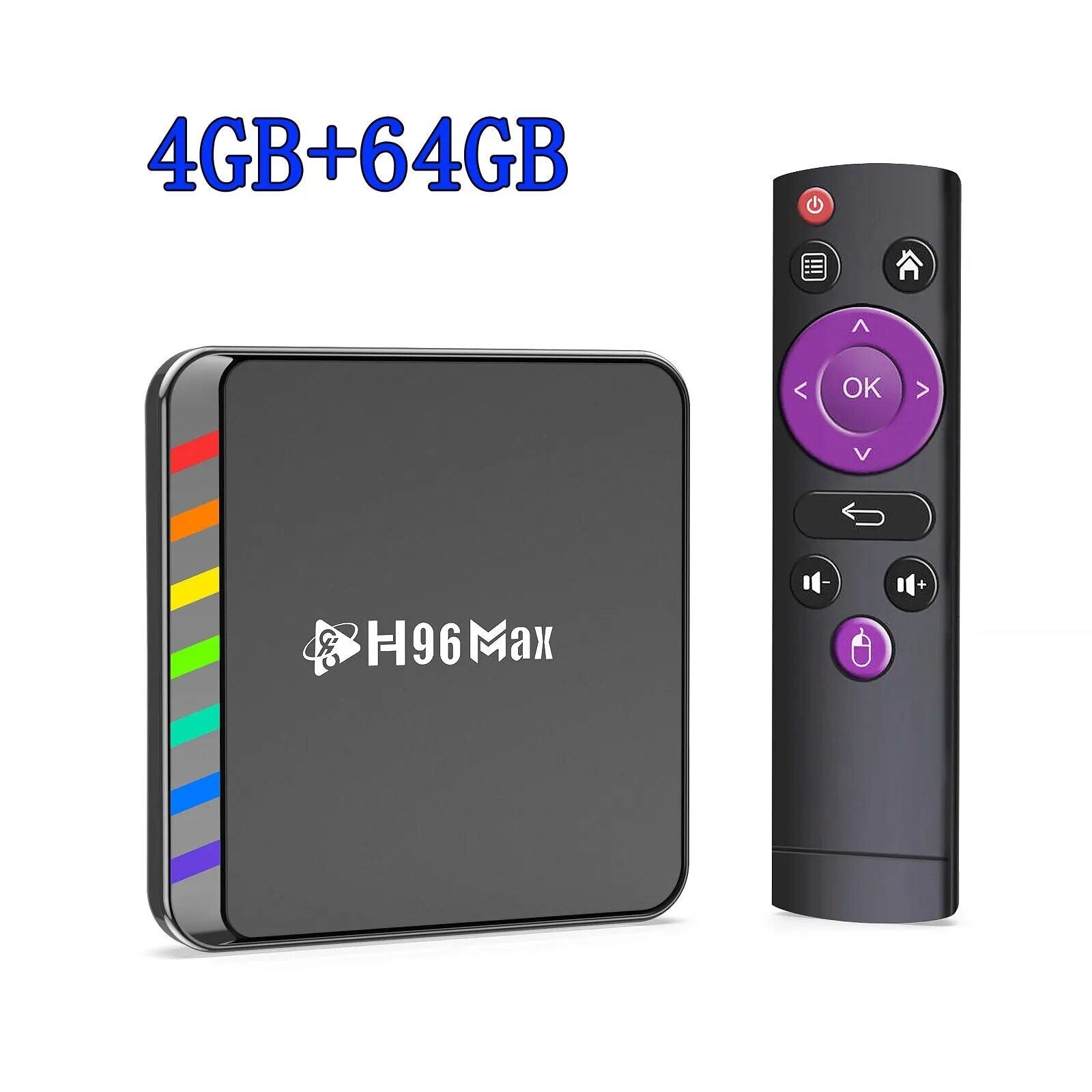 4K Ultra HD Smart TV Box - Android 11, Quad-Core, 64GB Storage, WiFi 6, Bluetooth 5.0