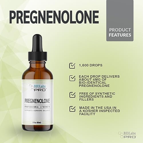 BIOLABS PRO Pregnenolone, Natural Bio-Identical Pregnenolone Oil, Supports Hormone Balance, 2oz Bottle - Six Month Supply