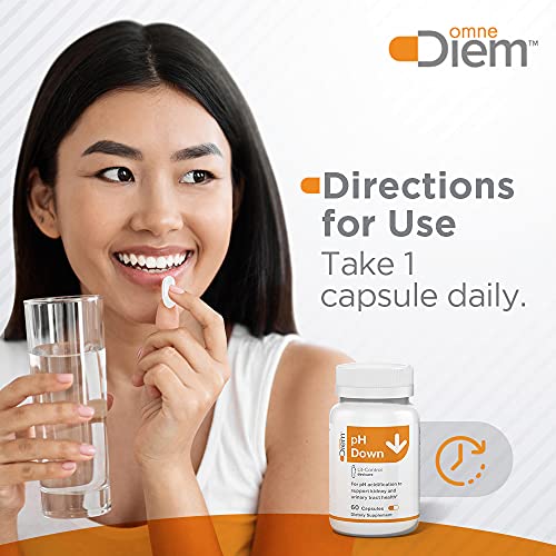 Omne Diem Lit-Control pH Down, 60 Capsules – Dietary Supplement for pH Acidification to Support Kidney & Urinary Tract Health