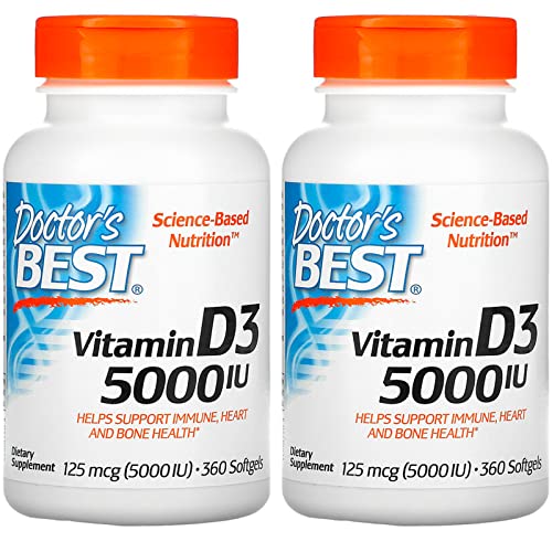 Doctor's BEST, (2 Pack Vitamin D3, 125 mcg (5000 IU), 360 Softgels