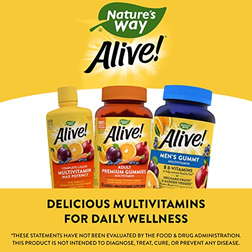 Nature's Way Alive! Men's Daily Gummy Multivitamin, Full B-Vitamin Complex, Supports Muscle Function*, Fruit Flavored, 60 Gummies