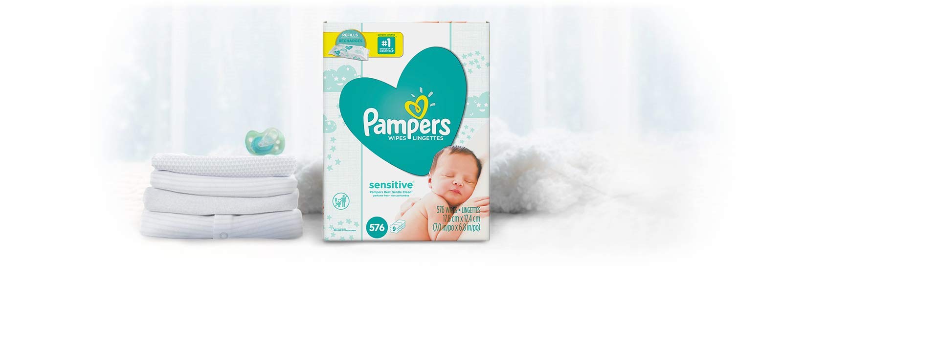 Pampers Baby Wipes Sensitive Perfume Free 8X Refill Packs 576 Count