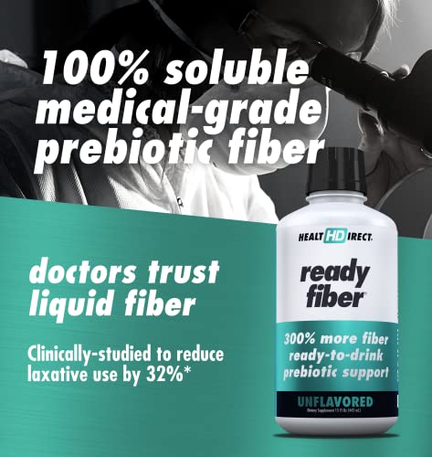 HEALTH DIRECT Ready Fiber Prebiotic Liquid Fiber Supplement for Women, Men, and Kids. Easier Than Fiber Gummies, Fiber Powders and Fiber Pills for Women, 15oz, Unflavored