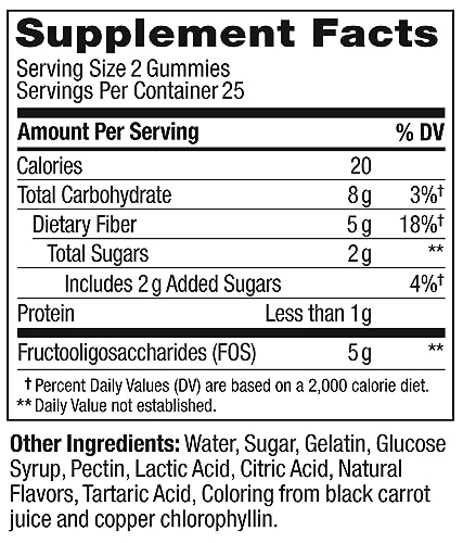 OLLY Fiber Gummy Rings, 5g Prebiotic Fiber, FOS (Fructo-oligosaccharides), Digestive Support, Berry Melon 50ct