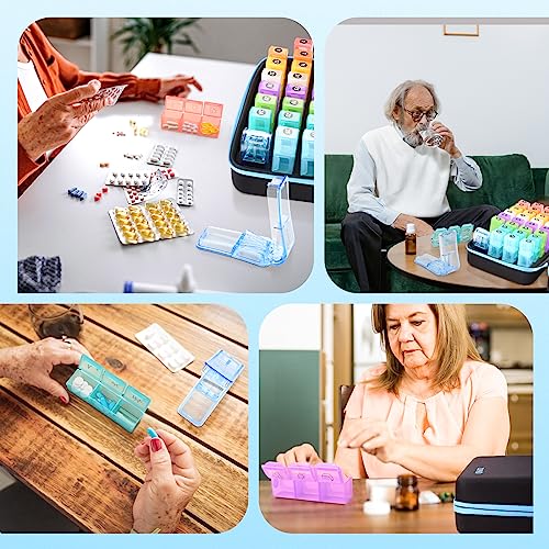 ZRFMIB Monthly Pill Organizer 3 Times a Day, 30 Day Travel Pill Box Organizer with 31 Daily Compartments and 1 Pill Cutter, Month Pill Box Organizer for Fish Oil, Vitamins, Supplements and Medications