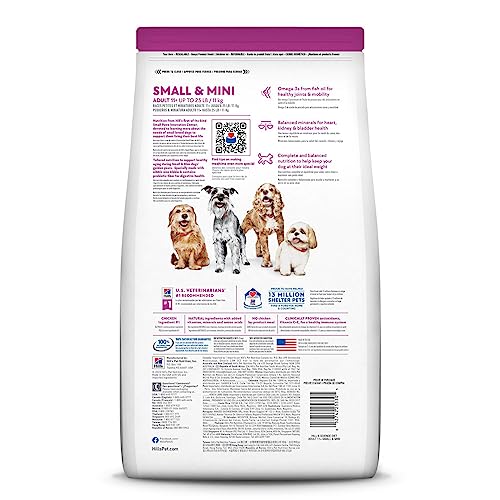 Hill's Science Diet Dry Dog Food, Adult 11+ for Senior Dogs, Small Paws, Chicken Meal, Barley & Brown Rice Recipe, 15.5 lb. Bag