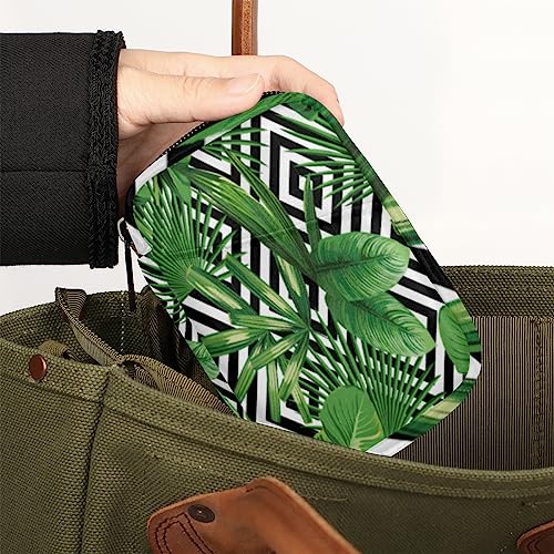 Hawaiian Jungle Plants Pill Box 7 Day Travel Pill Organizer for Child Adult Elder Pill Case with Zipper Summer Tropical Leaf Portable Weekly Case Compact Size for Vitamin Supplement Holder