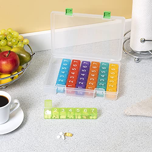 e-Pill 7 Times a Day x 7 Day Weekly Pill Organizer, Vitamin and Medicine Pillbox with Clear Case