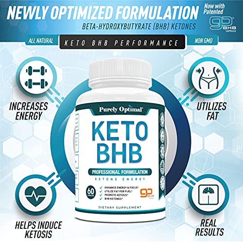 Purely Optimal Premium Keto Diet Pills Utilize Fat for Energy with Ketosis - Boost Energy & Focus, Manage Cravings, Support Metabolism - Keto Bhb Supplement for Women & Men - 30 Days Supply